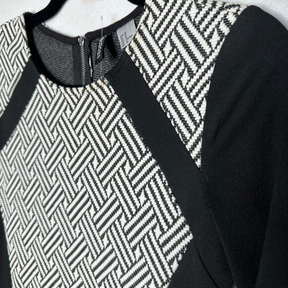 H&M Divided Black & White Geometric Bodycon Dress – Size 10 - Picture 4 of 7